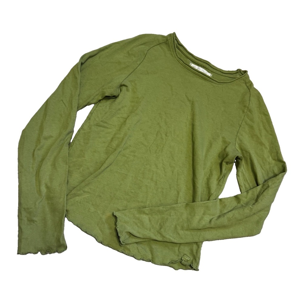 Free People Women's Long Sleeve Top Blouse Green Casual Size Small